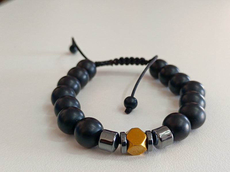 Black and Gold Bead Bracelet