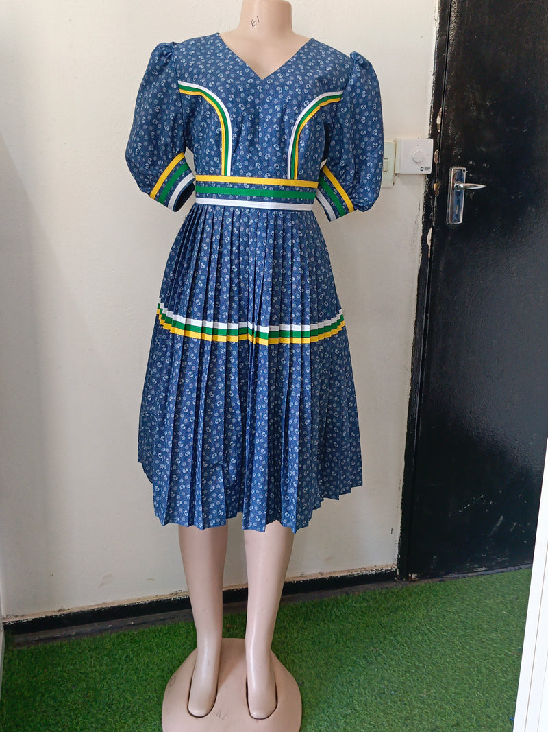 Blue and yellow geremane dress