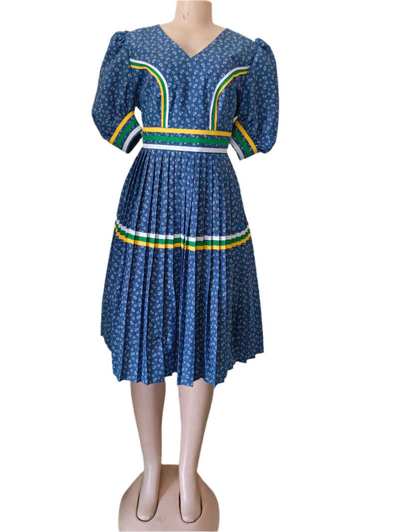 Blue and yellow geremane dress