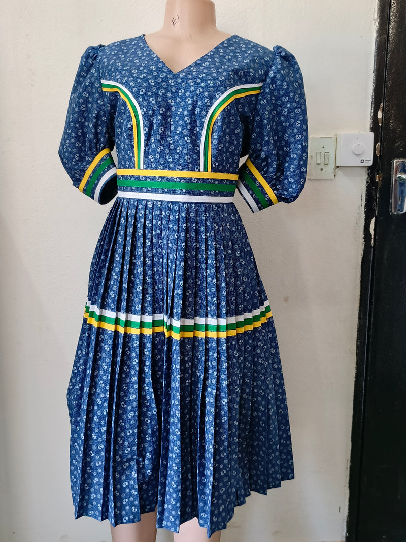 Blue and yellow geremane dress