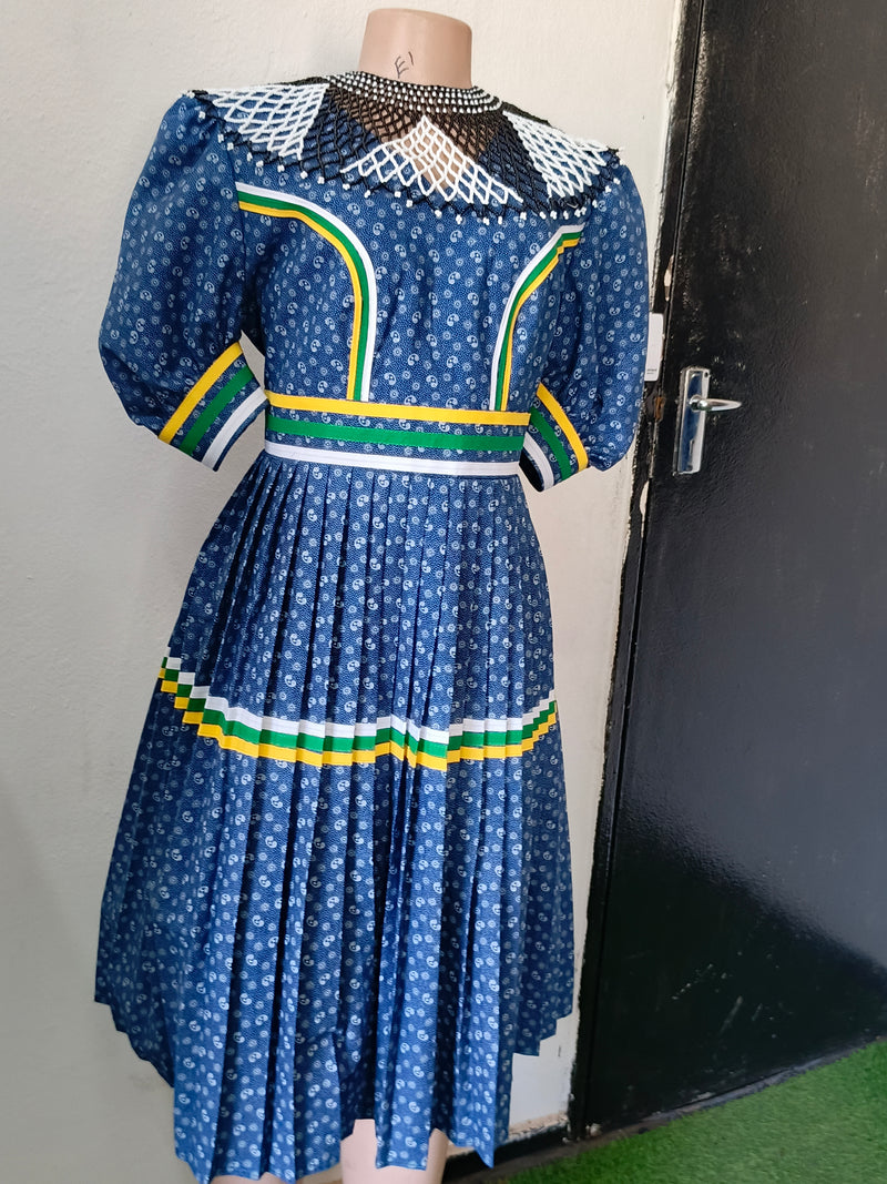 Blue and yellow geremane dress