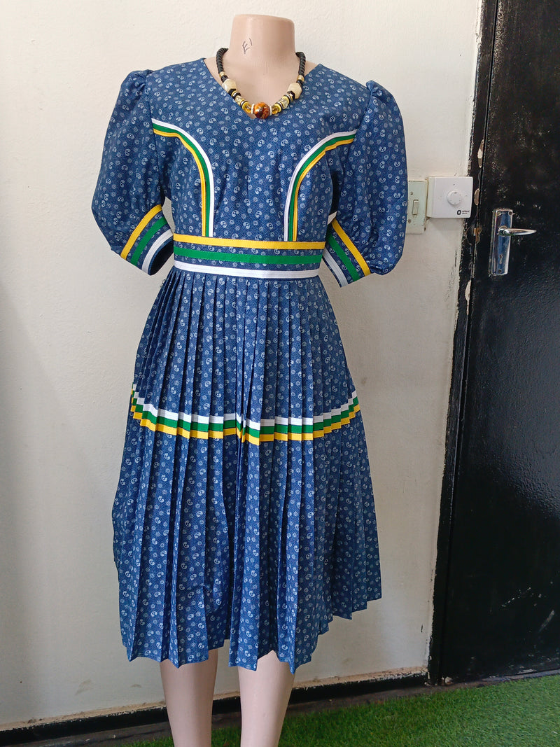 Blue and yellow geremane dress
