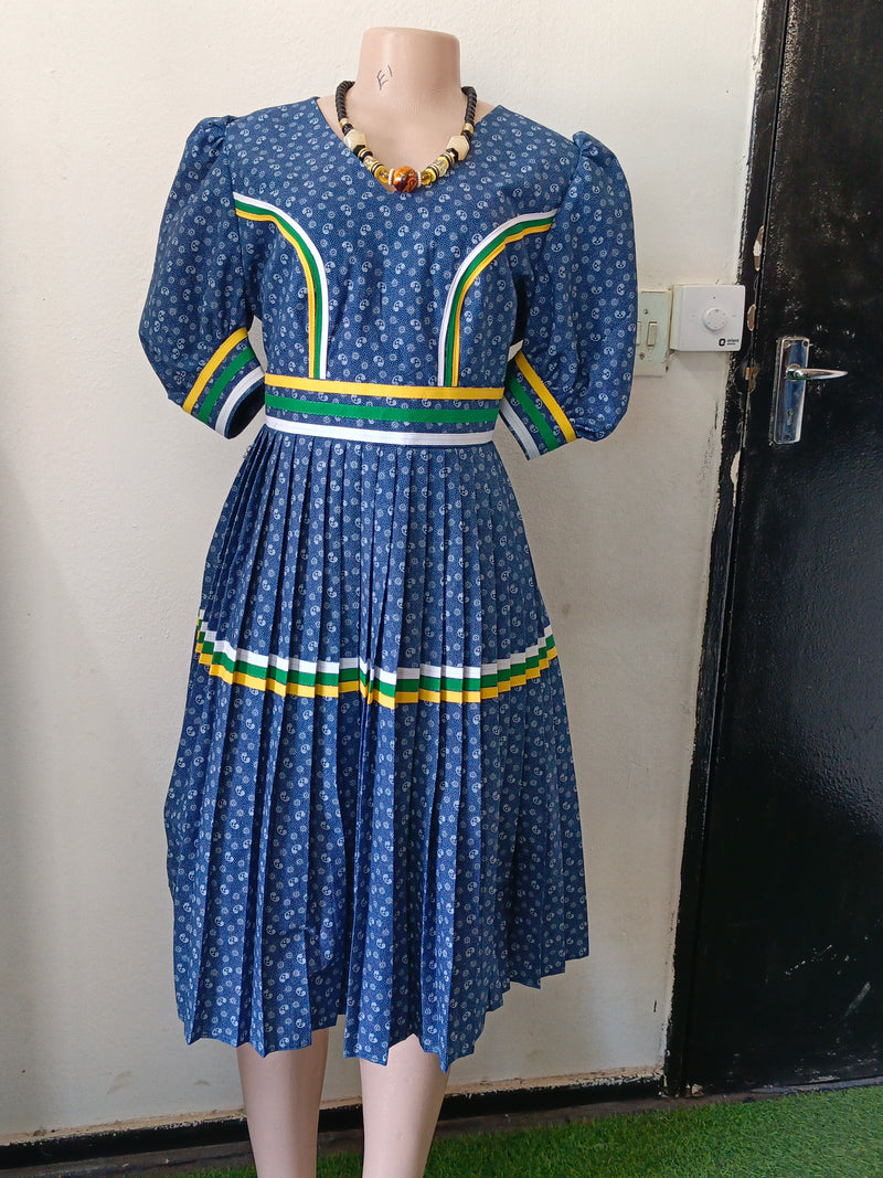 Blue and yellow geremane dress