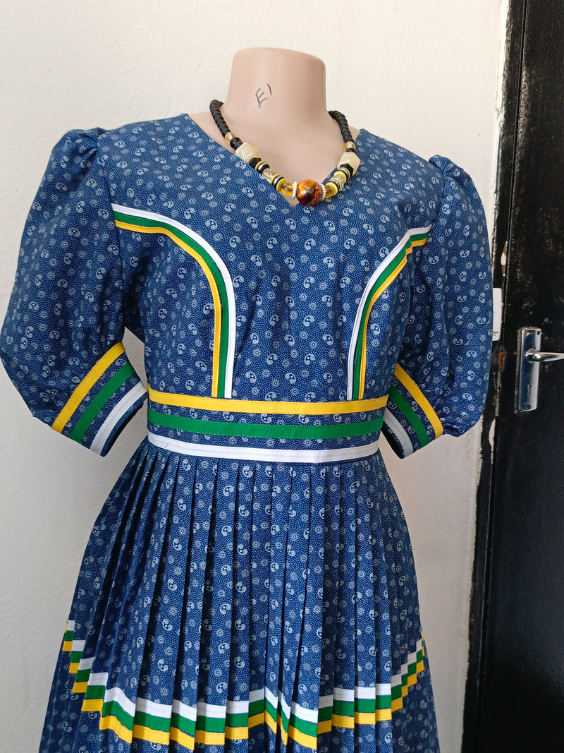 Blue and yellow geremane dress