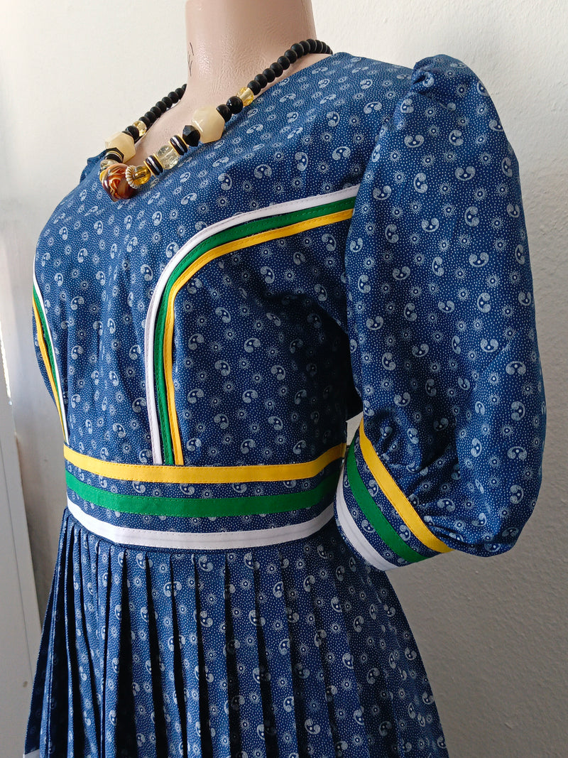 Blue and yellow geremane dress