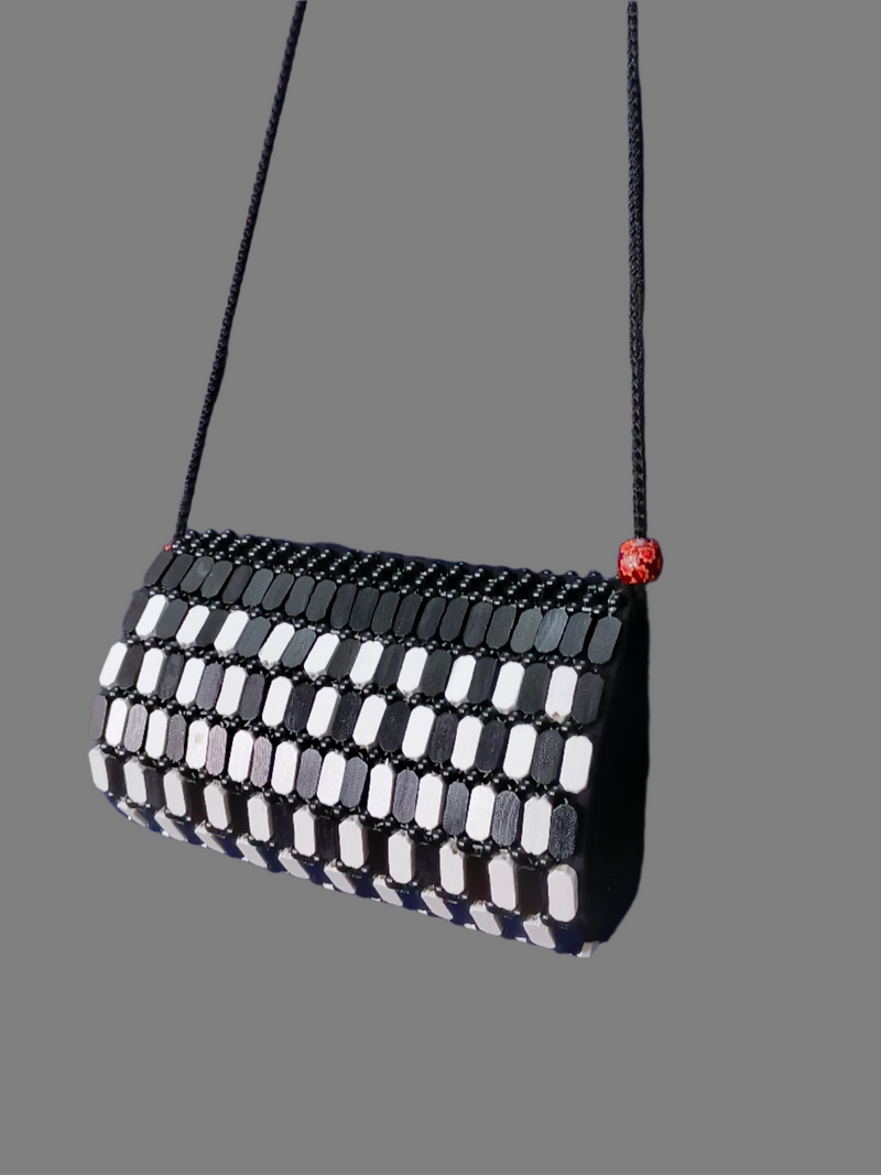 Black and White Beaded Purse