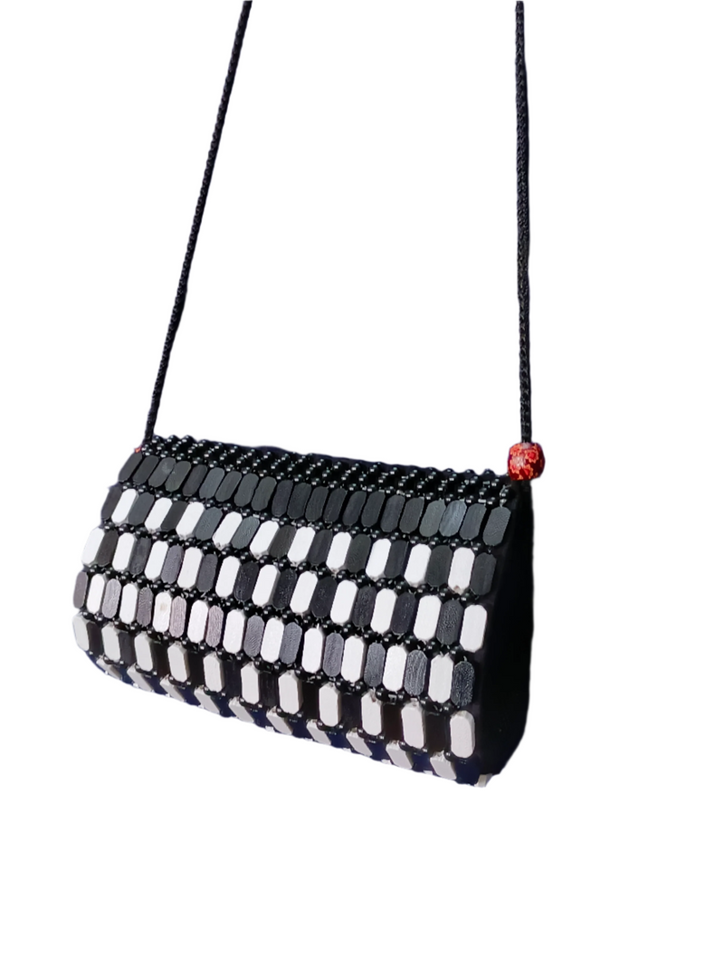 Black and White Beaded Purse